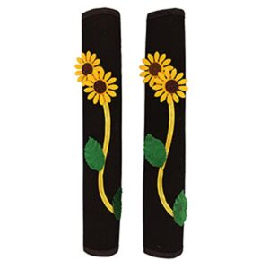Velvet Fridge/Refrigerator Door Handle Cover Compatible for Siemens Double Door Stone Work Sunflower Black Pack of-2