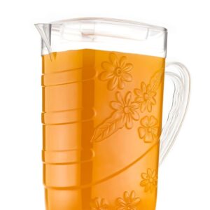 Water Jug Plastic, 2 litres Bpa Free Food Grade Jug with Lid, Kitchen Accessories Items, Jug for Serving Water, Juices, Beverages, Milk (Transparent)