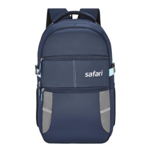Safari Omega Spacious/Large 5 Compartment Laptop Backpack With Raincover, College Bag, Travel Bag For Unisex, Navy Blue, 30 Litre