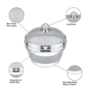 Black Olive Stainless Steel Fruit Basket With Lid & Fine Wire Net Storage & Washing Basket For Fruits & Vegetables – Uses For Kitchen & Restaurant – Kitchen Fruit & Vegetable Holder And Strainer (1Pc)