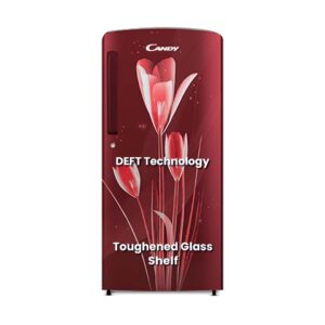 CANDY 185 L 2 Star Direct Cool Single Door Refrigerator with Floral design, Stabilizer Free Operation & Glossy Finish (Red Lily, CSD1962RL)