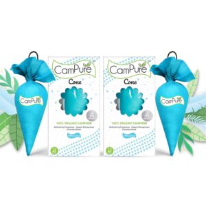 CamPure Camphor Cone (Original) Pack Of 2-100% Organic | Air Freshener For Car, Wardrobe, Office Cabin’s, Drawers, Travel Bag & Bathroom