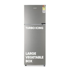 Candy 240 L 2 Star Frost Free Double Door Refrigerator with Metal Finish, Auto frost, large Fruit & Vegetable Space (Moonsilver, CDD2652MS)