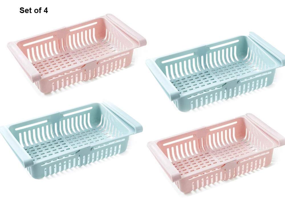 DDecora Set of 4 Adjustable Refrigerator Storage Basket, Expandable Fridge Rack, Sliding Vegetable Organizer Tray Box, Freeze Space Saver Drawer & Kulfi Maker DDecora Set of 4 Adjustable Refrigerator Storage Basket, Expandable Fridge Rack, Sliding Vegetable Organizer Tray Box, Freeze Space Saver Drawer & Kulfi Maker