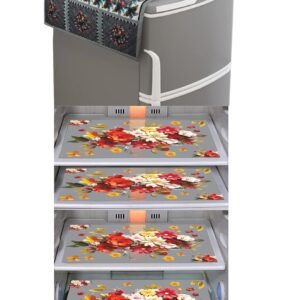 Dakshya Industries PVC Fridge Cover and Mat Set of 5 | Waterproof Top & Drawer Mats (Shiny)