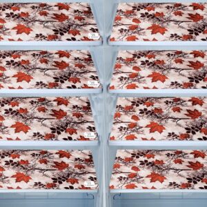 E-Retailer® Waterproof PVC Refrigerator Drawer Mats/Multipurpose Fridge Mats Set of 8 Pcs (Floral Brown, Size-17.5X11.5 Inch)