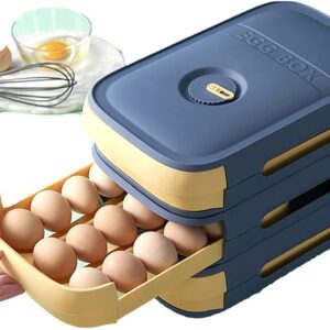Egg Holder Organizer Tray Kitchen Keeper Sorting Storage Box Drawer Fridge Tray with Handle Stackable Bin Cabinet for Freezer,Reusable Plastic Icebox Stand Display (MULTICOLOR)