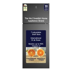 Electrolux 431L 1 Star AI AutoSense Inverter Frost Free Double Door Refrigerator, GreenZone AHC Technology, UltimateTaste 700, ETM4302C-B, Matte Charcoal Black Steel