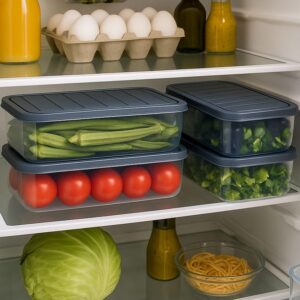 Fridge Storage Boxes (Pack of 4), Plastic Storage Box for Kitchen, Organizer Items, Fridge Storage Container Set, Kitchen Storage Box