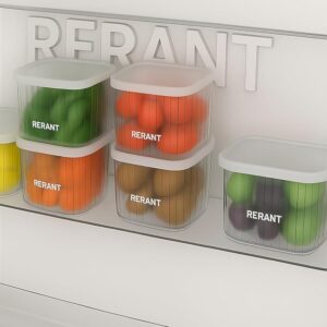 Fridge Storage Boxes (Pack of 6) Freezer & Refrigerator Organizer Containers Kitchen Container Set Kitchen Accessories Items for Home 1200 ml Food Storage Box, Plastic, White