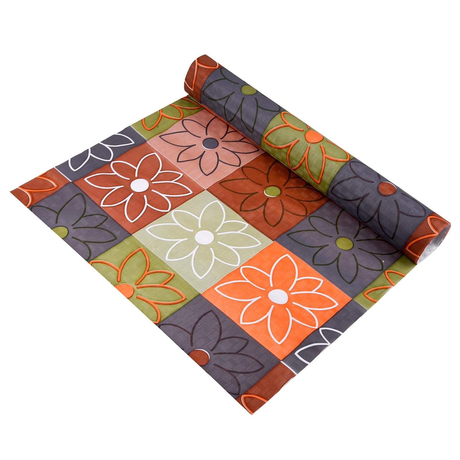 Fun Homes 10 Meter PVC Check-Floral Design Waterproof Kitchen Shelf Mats Roll | Shelf Liners for Kitchen Shelves & Fridge | Multipurpose Cupboard Sheets for Wardrobes & Drawers | Orange Fun Homes 10 Meter PVC Check-Floral Design Waterproof Kitchen Shelf Mats Roll | Shelf Liners for Kitchen Shelves & Fridge | Multipurpose Cupboard Sheets for Wardrobes & Drawers | Orange