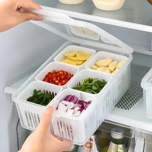 FunClub Fridge Storage Boxes Freezer Storage Containers for Kitchen Storage Set, Storage in Kitchen, Vegetable Storage Draining Crisper Refrigerator Food Box Storage Containers kitchen organizer