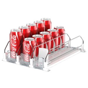 HASTHIP® Refrigerator Drink Organizer Rack 5-Row Sliding Rail Pull-Out Beverage Holder for Cans & Bottles, Space-Saving Fridge Storage Shelf for Zip-top Can, Soft Drinks, Short Bottles