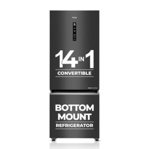Haier 445 L 2 Star Frost Free Bottom Mount Double Door Refrigerator|Convertible 14-in-1|Jhukna Mat-Bottom Freezer|Digital Display Panel|Triple Inverter|Twist Ice Maker (HRB-4952BGK-P, Graphite Black)