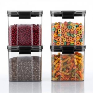 HomeWiz Air-Tight Kitchen Storage Containers Set of 4 (700 ML Each) | Transparent Plastic Boxes for Fridge, Pantry & Home Organization | Food Grade, Multi-Purpose Storage | Storage Box