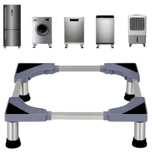 JIALTO Universal Adjustable Washing Machine Stand with 4 Heavy-Duty Legs- Movable Base for Refrigerator, Dishwasher & Appliances- Load Capacity 8–200 kg (WM – SINGAL Pipe & 4 Legs Grey)