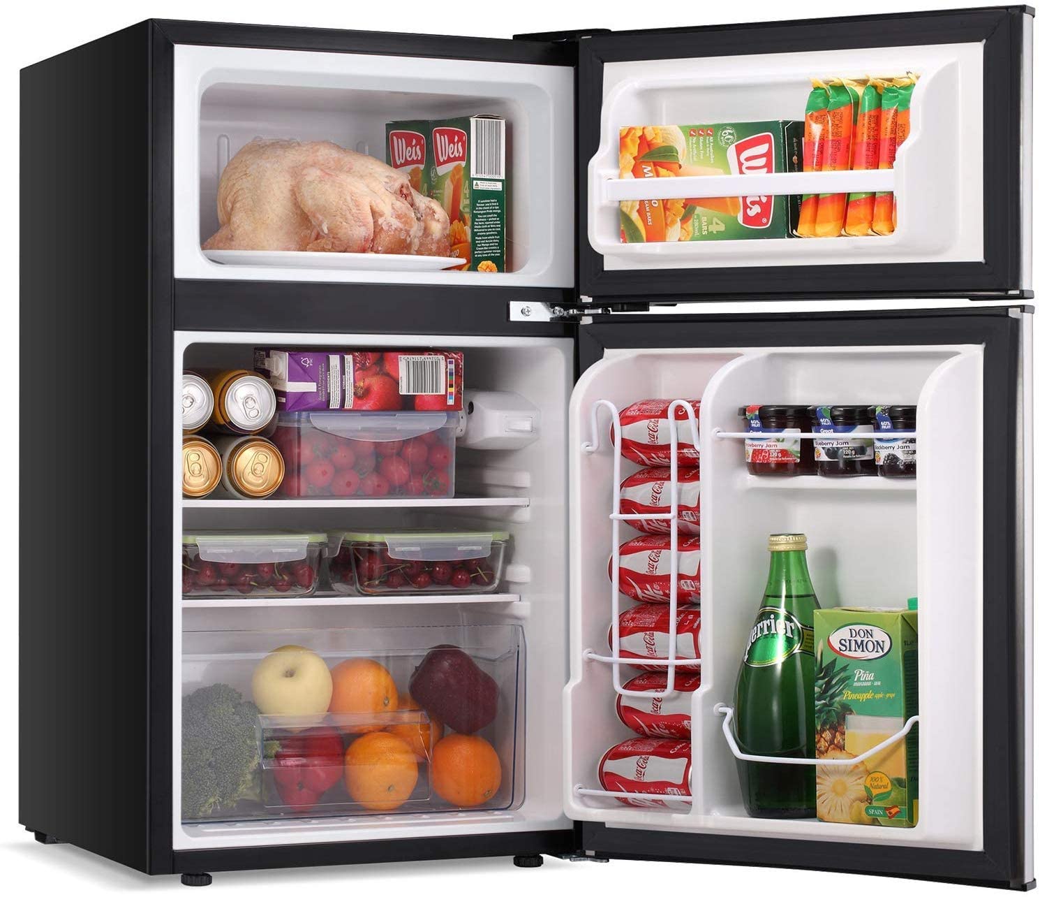 LEONARD USA 115 L Inverter Double Door Mini Fridge Small Refrigerator with Separate Deep Freezer Compartment & Interior Light for Home, Office or Bar (Based on American Technology) (Black & Silver) LEONARD USA 115 L Inverter Double Door Mini Fridge Small Refrigerator with Separate Deep Freezer Compartment & Interior Light for Home, Office or Bar (Based on American Technology) (Black & Silver)