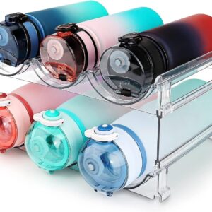 MOOKA Stackable Water Bottle Organizer for Fridge, Cabinet, Kitchen Pantry Organization and Storage | for 06 Bottle | Acrylic(Plastic)