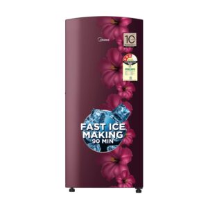 Midea 187 L 3 Star Direct Cool Refrigerator (MRD187I3XPCW, Wine, Flower, 2025 Model)