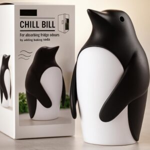 Niralasa Chill Bill Silicone Refrigerator & Freezer Odour Remover | Penguin-Shaped Deodorizer for Fridge | Natural Baking Soda Freshener | Reusable, Food-Safe, Non-Toxic (Black & White)