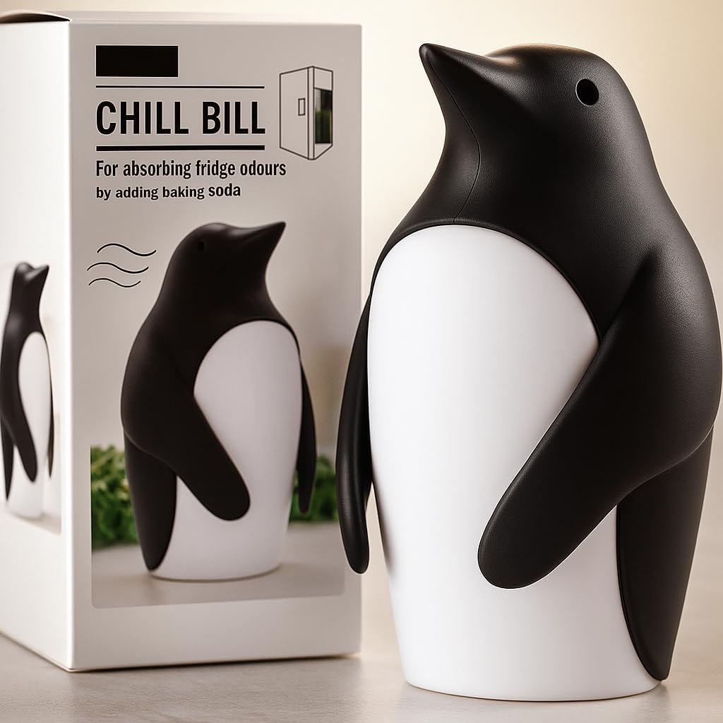 Niralasa Chill Bill Silicone Refrigerator & Freezer Odour Remover | Penguin-Shaped Deodorizer for Fridge | Natural Baking Soda Freshener | Reusable, Food-Safe, Non-Toxic (Black & White) Niralasa Chill Bill Silicone Refrigerator & Freezer Odour Remover | Penguin-Shaped Deodorizer for Fridge | Natural Baking Soda Freshener | Reusable, Food-Safe, Non-Toxic (Black & White)