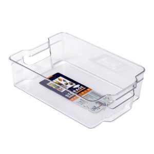 Plastic Pantry Organizer Bins | Fridge Storage Boxes | Refrigerator Containers | Organiser for Pantry, Cabinet, Freezer | Containers for Food, Drinks & Snacks (Large, 37.5x22x10, Pack of 1)