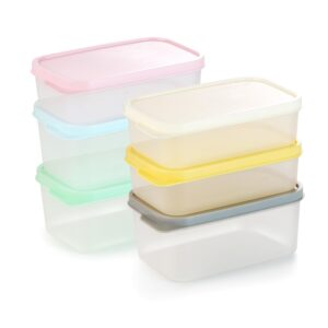 Plastic Storage Food Containers with Lid Set of 6 (3x350ml & 3x250ml) Multicolor,BPA Free Food Grade Plastic Container,Microwave & Dishwasher Safe,Airtight Leak Proof,Lunch box for office