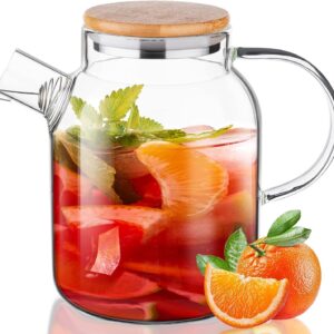 Premium Glass Water Jug – 1.8 LTR, Transparent, Hot Cold Water Pitcher with Lid Water Jug, Iced Tea, Milk and Juice Beverage Carafe, Lemon Jug., 1.80 Liter (Kettle 1.8 LIETER)