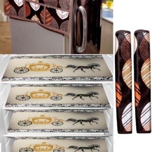 REVEXO Double Door or Single Door Fridge Cover | Fridge Combo Set of 1 Fridge Top Cover, 2 Handle Covers and 4 Fridge Mats | Refrigerator Cover -REV 165