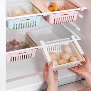 Rincy 2 Pic Expandable Fridge Storage Rack Tray Fridge Space Saver Food Organizer Expandable Adjustable Fridge Storage Basket, Multicolor (Pack Of 2)