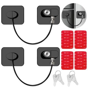 STHIRA® 2Pcs Safety Lock Child Proof Safety Lock Refrigerator Door Lock Drawer Lock with Keys Self Adhesive Safety Lock Door Lock Stainless Steel Chain Lock for Door, Window