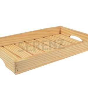 Serenz Wooden Pine Wood Serving Trays for Dining Table (Brown-13x8x2 inch)