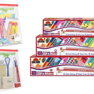 Shalimar Zip ‘N’ Slider Bags | Combo Pack (Small + Medium + Large) | Pack of 45 Bags | Ziplock/Multi-Purpose Storage Bag | Reusable & Reclosable with Slider Lock | Color – Natural