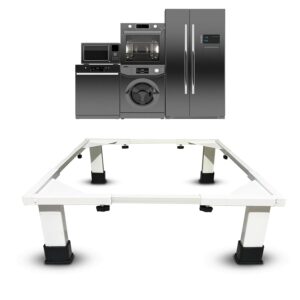 Smart Shelter Washing Machine Stand without Wheels for Fully and Semi Automatic, Front or Top Load, Fridge and Dishwasher Stand, Adjustable Metal, Capacity 160Kg, White (Min:16″x16″, Max: 26″x26″)