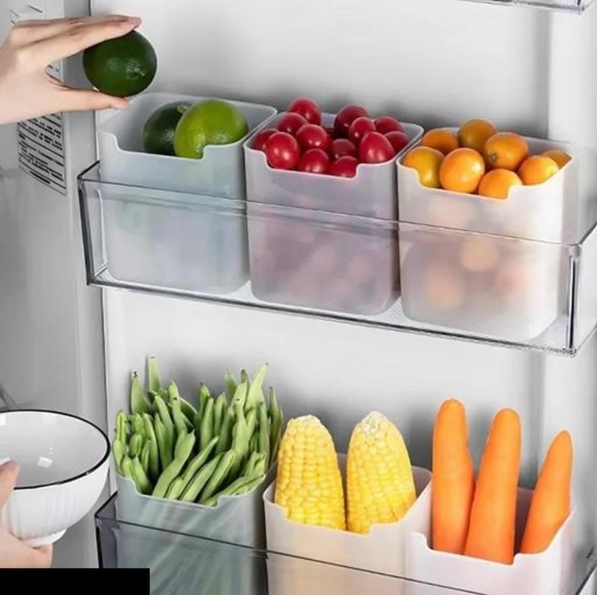 Stewit® 6 fridge storage boxes multipurpose containers for storage Space-saving Refrigerator Side Door Organizer for fridge kitchen Fruits, Vegetables Storage- Transparent Stewit® 6 fridge storage boxes multipurpose containers for storage Space-saving Refrigerator Side Door Organizer for fridge kitchen Fruits, Vegetables Storage- Transparent