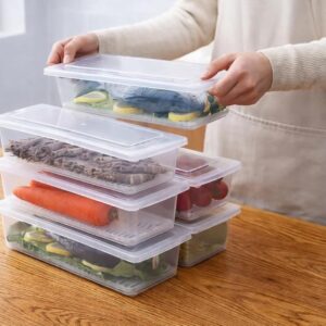 Teaser Fridge Storage Boxes Pack Of 6 With Removable Drain Plate And Airtight Lid | Stackable Plastic Fridge Storage Containers Keeps Fruits, Vegetables, Meat, Fish Fresh Longer, 1500 Ml