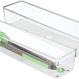 Transparent Drawer Storage Organizer Box For Kitchen Utensil, Office, Desks, Cosmetics and Bathrooms Etc | Size 30.48 cm X 7.62 cm | Pack of 02