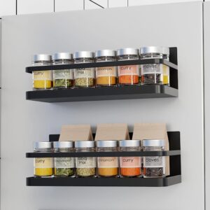 UCRAVO 2 pcs Magnetic Kitchen Organizer Storage Rack – Spice Rack, Fridge Side Shelf, Microwave & Washing Machine Organizer, Magnetic Metal Fridge Rack for Side Storage, Kitchen Shelves & Accessories