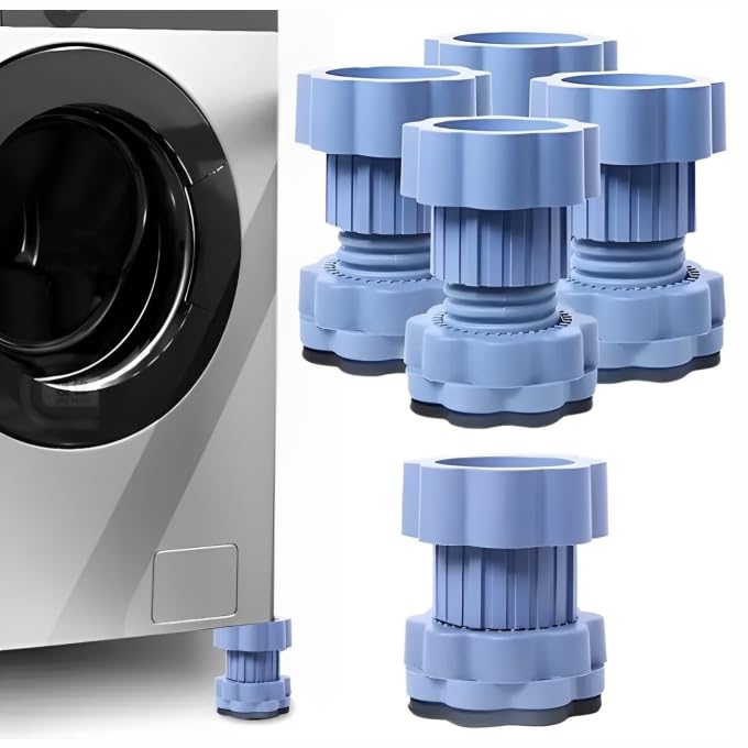 Washing Machine Vibration Pads/Bracket Base for Washing Machine/Refrigerator Stand with Height Adjustment Feet/Stands with Anti-Slip Rubber/Washing Machine Stand/Floor Trays – 4 Pcs Set-Blue Washing Machine Vibration Pads/Bracket Base for Washing Machine/Refrigerator Stand with Height Adjustment Feet/Stands with Anti-Slip Rubber/Washing Machine Stand/Floor Trays – 4 Pcs Set-Blue