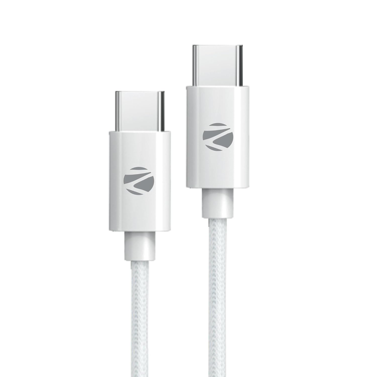 ZEBRONICS Type C to Type C Strong Braided Cable, 60W PD Fast Charging, for iPhone 16 Series, 15 Series, iPad, MacBook, Samsung, Other Android Devices, Data Sync, 1 Meter (ZEB-TT60+) White ZEBRONICS Type C to Type C Strong Braided Cable, 60W PD Fast Charging, for iPhone 16 Series, 15 Series, iPad, MacBook, Samsung, Other Android Devices, Data Sync, 1 Meter (ZEB-TT60+) White