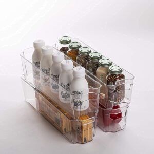 Zollyss Set Of 2 Refrigerator Organizer Bins – Stackable Fridge Organizers for Freezer, Kitchen, Countertops, Cabinets – Clear Plastic Pantry Storage Racks