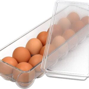 Acrylic Egg Storage Box or Egg Trays for Refrigerator with Lid & Handles Egg Tray Box | Clear & Unbreakable (14 Slot)