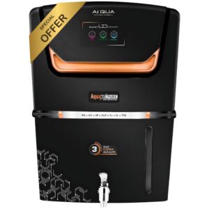 Aqua X Pure® Ai Black Premium RO Domestic Water Purifier | 5-in-1 Health Booster | 10 Stage Purification | 18 LPH | Smart LED Indicator | HIGH TDS MEMBRANE- Engineered for all Water Supply (0-3000ppm)