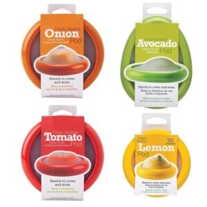 COVACURE 4Pcs Silicone Fruit And Vegetable Anti-Oxidation Storage Box For Fridge, Onion Storage Container, Avocado Keeper, Tomato Saver And Lemon Holder