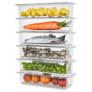 Clear Fridge Storage Containers – Stackable, BPA-Free Plastic Bins with Lids for Refrigerator Organization | Set of 6