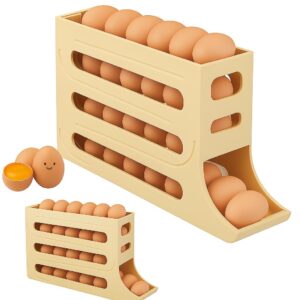 Egg Rack, Can Hold 30 Eggs, Automatic Rolling Egg Rack is Designed for Refrigerator,Stackable and Space-Saving,Suitable for Kitchen Refrigerator Tabletop Organization