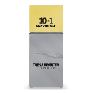 Haier 328 L, 3 Star, Convertible 10-in-1, Triple Inverter & Fan Motor Technology, Frost Free Double Door Refrigerator (HRF-3783YGG-P, Yellow Grey Glass)