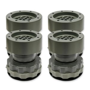 Heavy Duty Adjustable Anti-Vibration Pads for Washing Machine & Refrigerator – Shock Absorbing Feet & Noise Cancellation Stand – Height Extension Leg for Easy Cleaning (Set of 4, Grey)