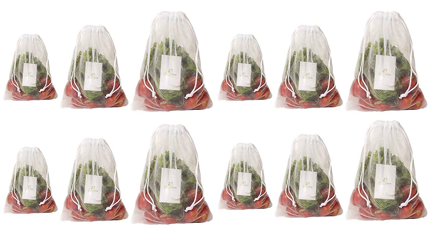 HomeStrap Set Of 12 Double Layered Mesh Drawstring Reusable Fridge/Refrigerator Storage Bag/Pouches For Fruits, Vegetables(4 Small, 4 Medium & 4 Large)(Featured On Shark Tank) HomeStrap Set Of 12 Double Layered Mesh Drawstring Reusable Fridge/Refrigerator Storage Bag/Pouches For Fruits, Vegetables(4 Small, 4 Medium & 4 Large)(Featured On Shark Tank)
