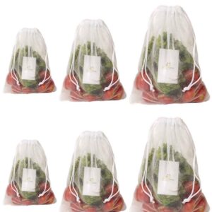 Homestrap Set Of 6 Double Layered Mesh Reusable Fridge / Refrigerator Storage Bag / Pouches For Fruits , Vegetables & Accessories (2 Small, 2 Medium & 2 Large)(Mesh) – Drawstring